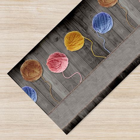Tappeto passatoia fantasia made in Italy antiscivolo lavabile aderente 71 Gomitoli - 50x150cm