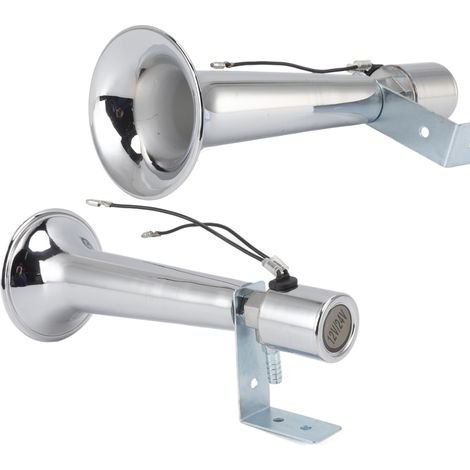 Klaxon Air Universel Voiture Très Puissant 180DB Trompette Unique Klaxon Air Camion pour Véhicules Trains Bateaux DC 12‑24V Chrome (1/5)