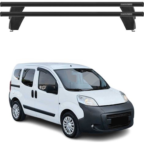 OMAC Barres de toit transversales en aluminium pour Peugeot Bipper 2008-2017 – Antivol – Rainure en T – Testées City Crash – Charge Max 75 kg Noir (1/4)