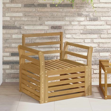 Canapé de jardin modulable 1 place en bois d'acacia massif blanc avec accoudoirs, 15.8kg - PANGIVO (1/5)