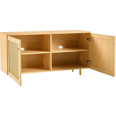 Buffet en rotin avec portes doubles, meuble de rangement au style naturel, 63 x 120 x 40 cm (1/5)