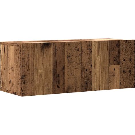 Meuble TV mural vintage pratique large rangement 80 x 30 x 30 cm en bois d'ingénierie vieux bois (1/5)