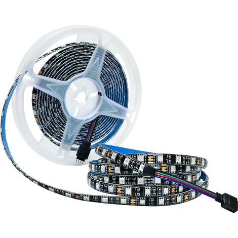 12V RGB LED Strip Light, 5M Black PCB Board Color Changing SMD 5050 IP65 Waterproof 300 LEDs for Bedroom, Kitchen Decoration