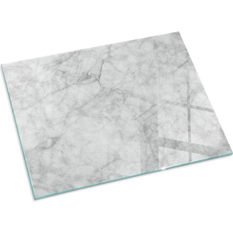 Plaque Rectangulaire de sol sous poêle à bois en verre trempé protection thermique du plancher Motif structure marbrée 80x60 cm (1/5)