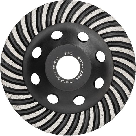 STIER Diamantschleiftopf, 125 x 22,23 mm, mit Turbo-Rand, für Beton und Naturstein, hohe Abtragsleistungen, 12.200 RPM (1/5)
