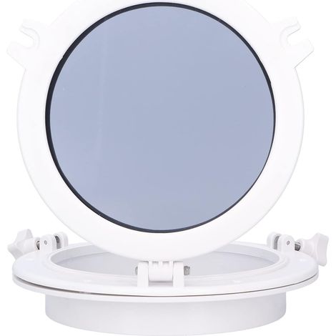 Porte Interieure de 264mm, Accessoire de Remplacement de Fenêtre de Ouverture de Hublot en Verre Trempé Blanc de Hublot Rond pour Le Yacht de Bateau Marin RV
