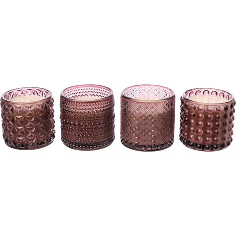 ARPIMEX Vasetto Vetro con Cera D 7 Cm H 6,8 Cm Mix 4 Pz Pink