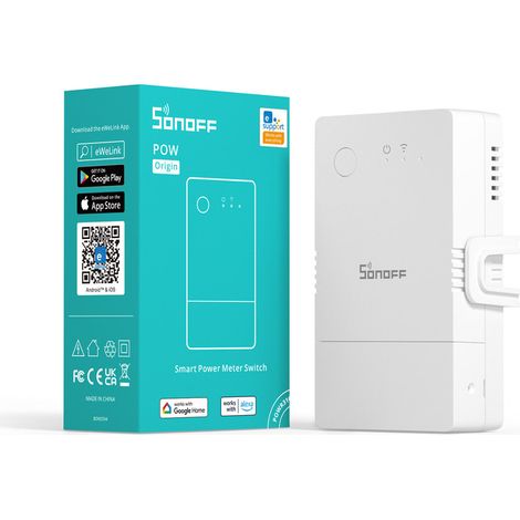 Interrupteur compteur d'énergie intelligent POWR316 – 16A/4000W – Protection contre les surcharges – Compatible Alexa et Google Home – Sonoff