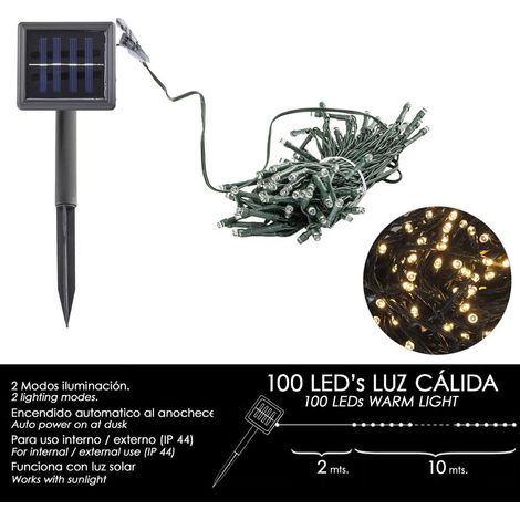 Luci Natalizie Solari 100 Led Luce Calda Interno/Esterno (IP44) (1/2)