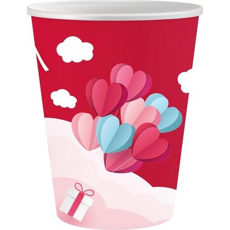 Vasos de papel Love de 250 ml, 6 unidades