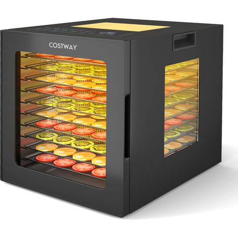 Essiccatore per alimenti da 850 W con 10 vassoi in acciaio inox, essiccatore elettrico con 10 programmi preimpostati, timer da 48 ore e temperatura 30-75 °C