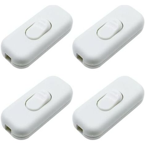 Pair Lntyq Interrupteur torpille 4 pièces, interrupteur bipolaire, interrupteur à bascule pour lampe, 2 ou 3 fils pour lampe de table, lampe de chevet (blanc) (1/5)