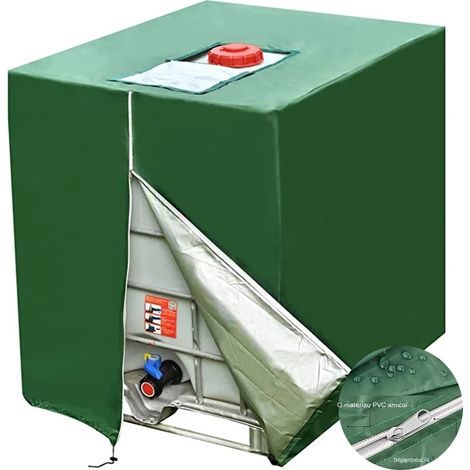 Housse étanche et anti-poussière 210D réservoir d'eau de pluie tissu Oxford housse anti-ultraviolet couvercle de boîte de jardin IBC(Vert) (1/5)