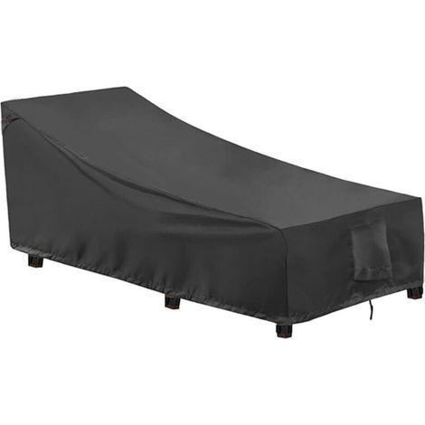 Housse de chaise longue de jardin 2 pièces, Tissu Oxford 400D, Coupe-Vent, Anti-UV Housse de Protection Transat Bain de Soleil avec Grilles D'aération, Housse de Chaise Longue de Patio (208x76x79/41cm (1/5)