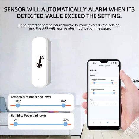 Lot de 4 thermo-hygromètres intelligents WiFi avec mémoire, surveillance sans fil de température et humidité, capteur contrôlable via appli