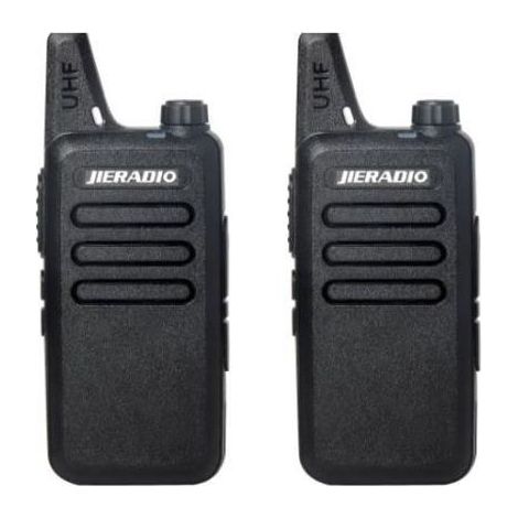 Talkie-Walkie ultra-mince 2 pièces, bande UHF 400-470 MHz, 16 canaux, couleur noire, avec écouteurs originaux et chargeur inclus (1/4)