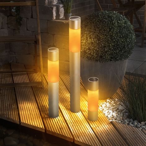 esotec Solar Standleuchtenset Pole Light 3er-SET LED bernsteinfarben Akku 103306