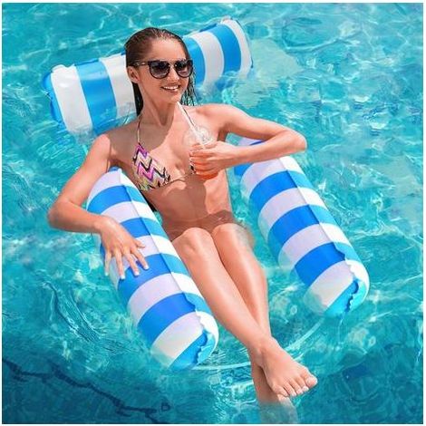 Hamac gonflable 4 en 1 – Flotteur de piscine ergonomique en PVC – Siège en filet semi-immergé pour confort – Portable et durable