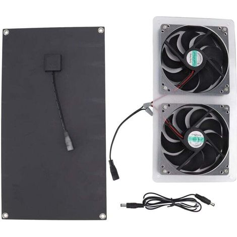 Kit ventilatore con pannello solare da 100 W, doppia ventola, impermeabile IP67, bassa rumorosità, ampia applicazione, ventilatore a energia solare per cucce per animali domestici A-Crezuo