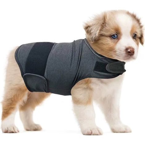 Giacca anti-ansia per cani, chiusura regolabile in velcro, grigio chiaro, taglia M (1/2)
