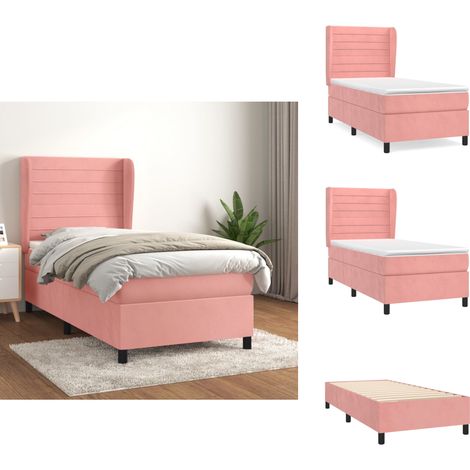 Boxspringbett mit Matratze Rosa 80x200 cm Samt - Samtbett - Boxspringbett - Doppelbett - Rosa Bett - Betten Günstig Kaufen (1/5)