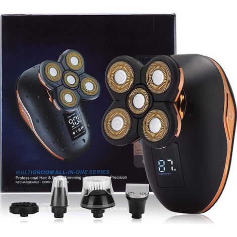 Tondeuse électrique 5-en-1 imperméable pour homme, rasoir de précision, coupe-cheveux, épilation nez, nettoyant visage, kit complet (1/5)