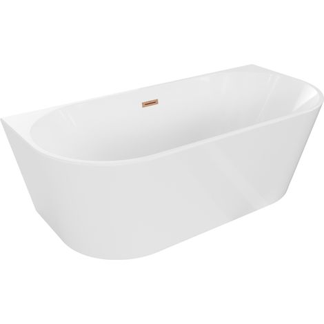 Baignoire Mexen ovale autoportante murale 180 x 80 cm, blanche, bonde en laiton brossé - 52671808000-65 (1/5)