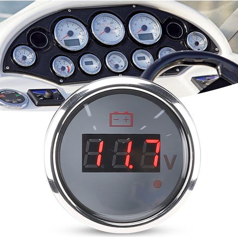 Indicateur de tension de batterie 2 pouces, affichage numérique LED, étanche IP67, alarme intelligente universelle pour bateau AutoWhite (1/5)