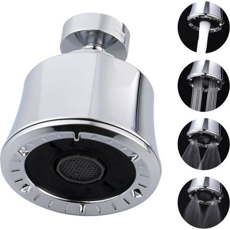 Adaptateur d'aérateur pour robinet d'évier à filetage femelle 55/64-27UNS, 4 jets, noir, chromé (1/5)