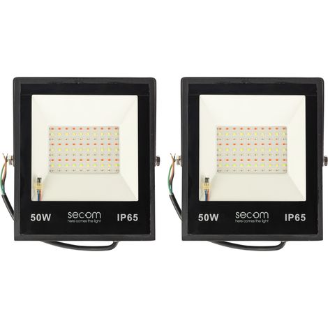 Confezione da 2 proiettori LED Provit da 50 W, 5000 lm, IP65, 19.
