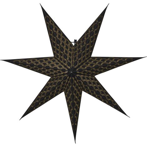Étoile en papier Star Trading 'Brodie', noire, papier fait main, à 7 branches, avec décorations, Ø 60 cm