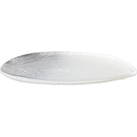 Coupelle de Présentation en Verre en Forme de Feuille Dégradé Argenté 30 x 14 x 2 cm - PANGIVO (1/4)
