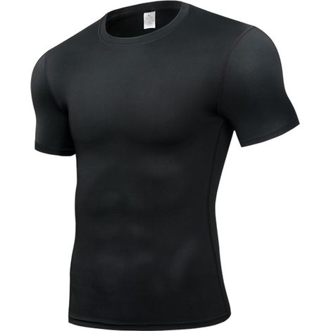 Homme fitness maillot de basket entraînement été pantalon compressif extensible respirant course déperlant manches courtes (1/2)