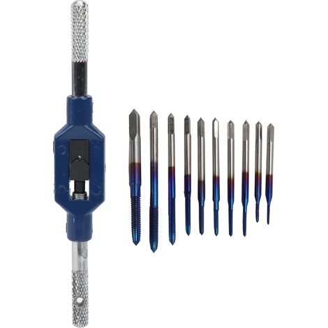 Kit de taraudage manuel et machine en acier tungstène bleui, foret à fileter M3-M10, outillage professionnel industriel. (1/5)