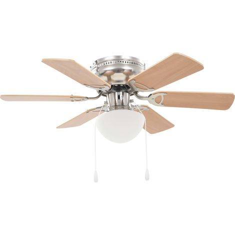 FIMEI Ventilateur de plafond orné avec lumière 82 cm Marron clair (1/5)