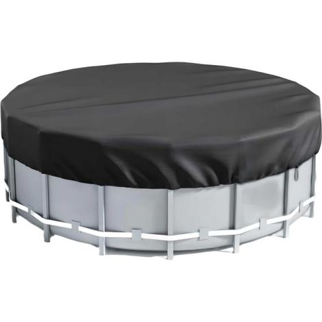 Noir,Bâche d'hiver ronde de 3,7 m, couverture ronde hors sol de 3,7 m, couverture ronde 420D pour piscine hors sol avec attache de corde et clous de sol, empêche les débris d'entrer, résistante au fro