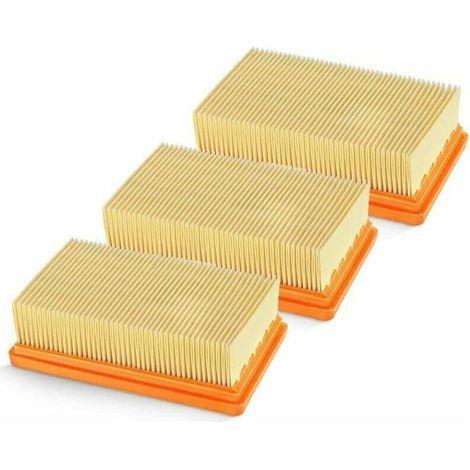 3-pack replacement flat pleated filters for Kärcher wet/dry vacuum cleaners MV4, MV5, MV6, WD4, WD5, WD6, WD4P, WD5P, WD6P – Replaces 2863-005.0 (1/5)