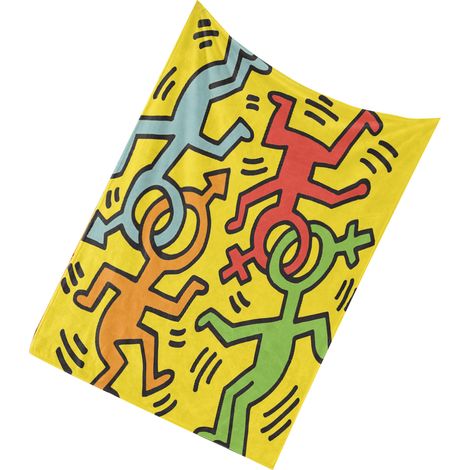 Personalisierte Keith Haring Decke BL696-2, 120 x 150 cm, künstlerisches Design, weiche Kuscheldecke (1/3)