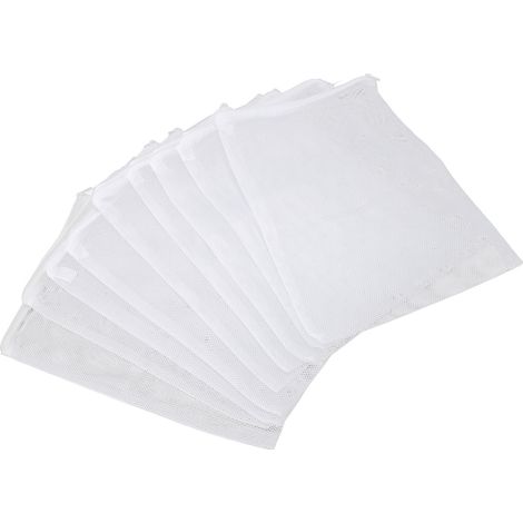 Lot de 10 sacs filtrants pour aquarium avec fermeture éclair, réutilisables, à mailles fines, pour charbon actif, anneaux céramiques et fibre de tourbe. (1/5)