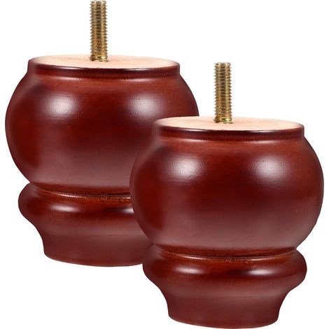 Pieds de Meuble en Bois Massif Rouge Lot de 2 Hauteur 8 Cm Pieds de Canapé et Table Robustes Vis Filetée Adaptés pour Meubles TV Commodes et Bureaux (1/5)
