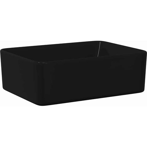 Vasque à poser Lavabo à poser pour salle de bain - 40x30x13 cm Céramique Noir BV384455 - BonneVie (1/5)
