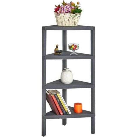 Gain de place à la maison, étagère d'angle 4 niveaux avec tablettes ouvertes et montage sans outils (1/2)