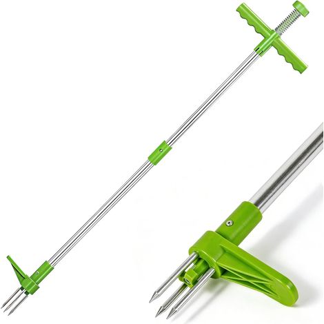 1 - Désherbeur Manuel - Extracteur de Mauvaises Herbes - Pédale Renforcée et Griffe en Acier Inoxydable - Pour Jardin et Allées - Argent - 100cm (1/5)