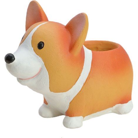 Pot de Fleurs en Forme de Corgi, Pot Résine pour Succulentes, Décoration Jardin Maison, Cadeau pour Amoureux des Plantes (1/5)