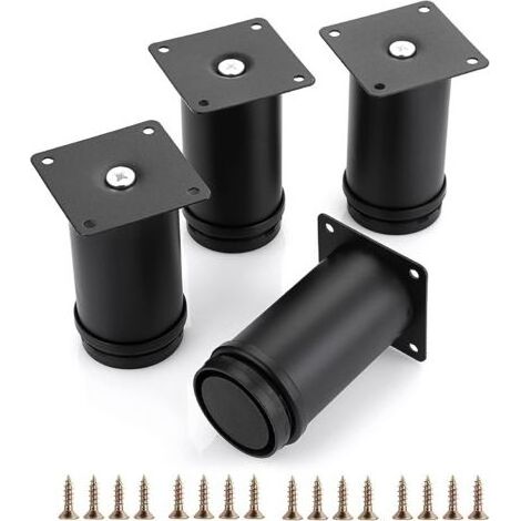 Lot de 4 pieds de rechange ronds réglables de 10 cm pour meubles, pieds d'angle robustes et extensibles pour table, canapé, chaise (1/5)