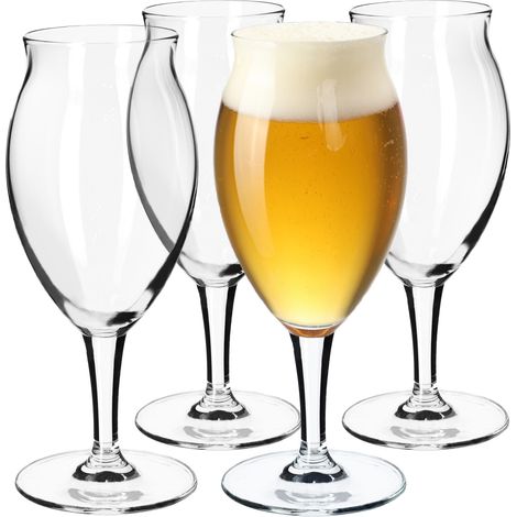 KADAX Biergläser Set, Bierseidel aus Glas, Biertulpen, 410 ml, 4 Stück