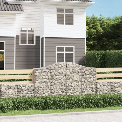 vidaXL Paniers à gabions arqués 2 pcs 200x30x120/140 cm Fer galvanisé