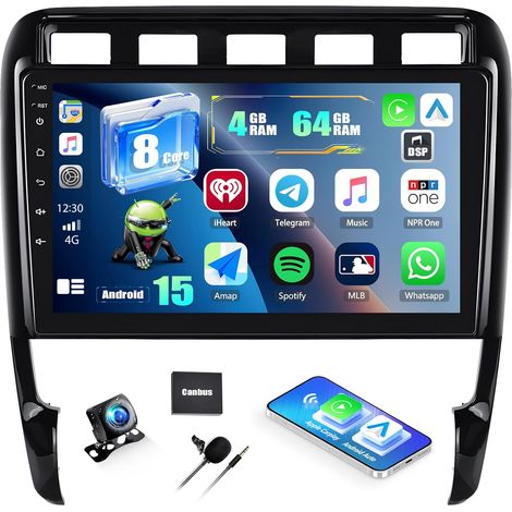 Autoradio Android 15 9 Pouces CAMECHO pour Porsche Cayenne (2002-2010) - Qualcomm 8-Cœur, 4+64 Go, CarPlay et Android Auto Sans Fil, DSP (1/5)