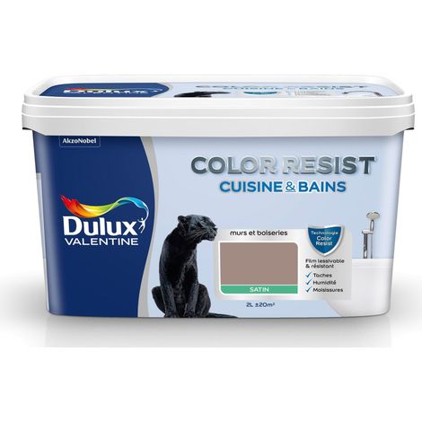 Peinture Color Resist Cuisine & Bains Satin Taupe 2 L - Dulux Valentine