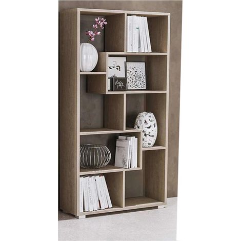 Libreria moderna in legno Quercia Natura 74x156h cm ZIG ZAG (1/2)
